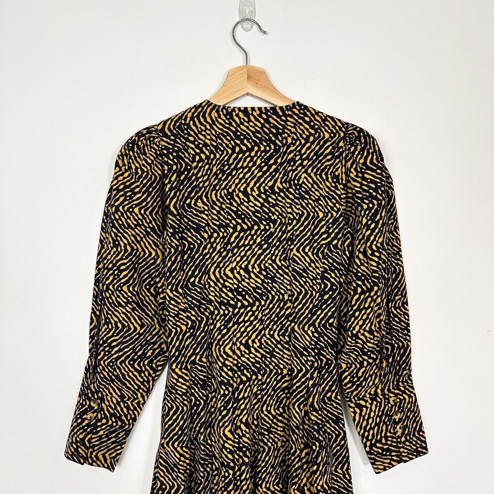Ulla Johnson Black and Gold Printed Long-Sleeve Midi Dress - Picture 7 of 13